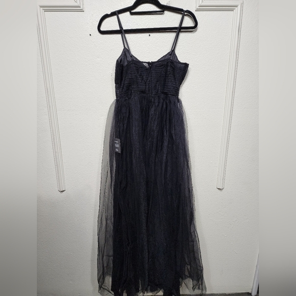 Lulus Convincingly Graceful Black Tulle Sleeveless Maxi Dress Wedding Party Prom - Picture 8 of 9